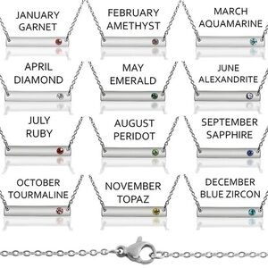 Birthstone bar stainless steel necklace - ‼️CAN BE ENGRAVED‼️